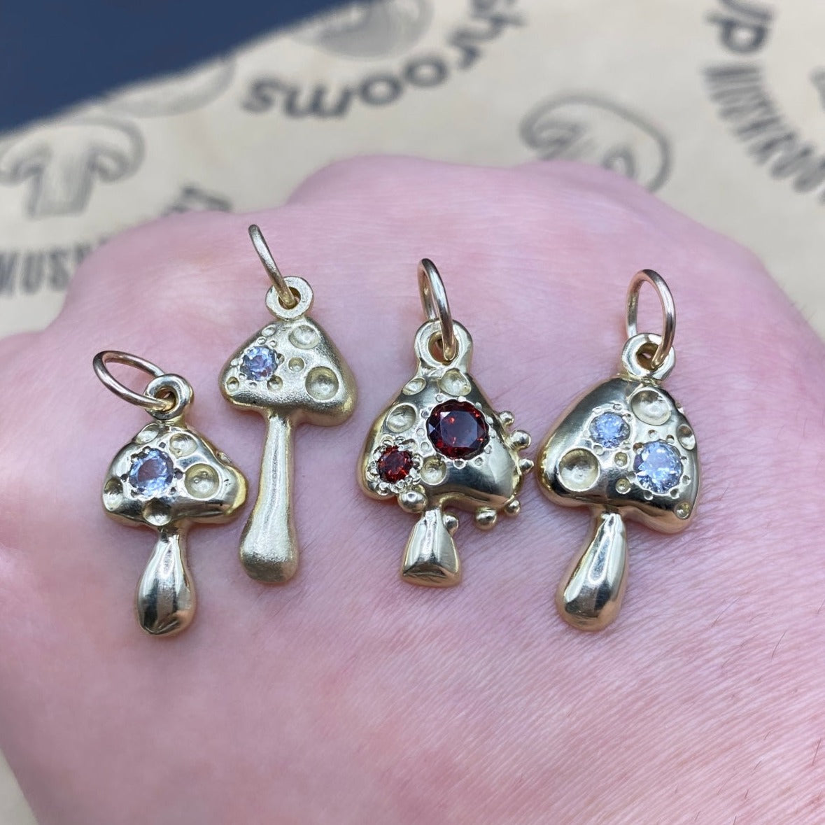 9K Yellow Gold "Mini but Mighty" Mushroom Pendant