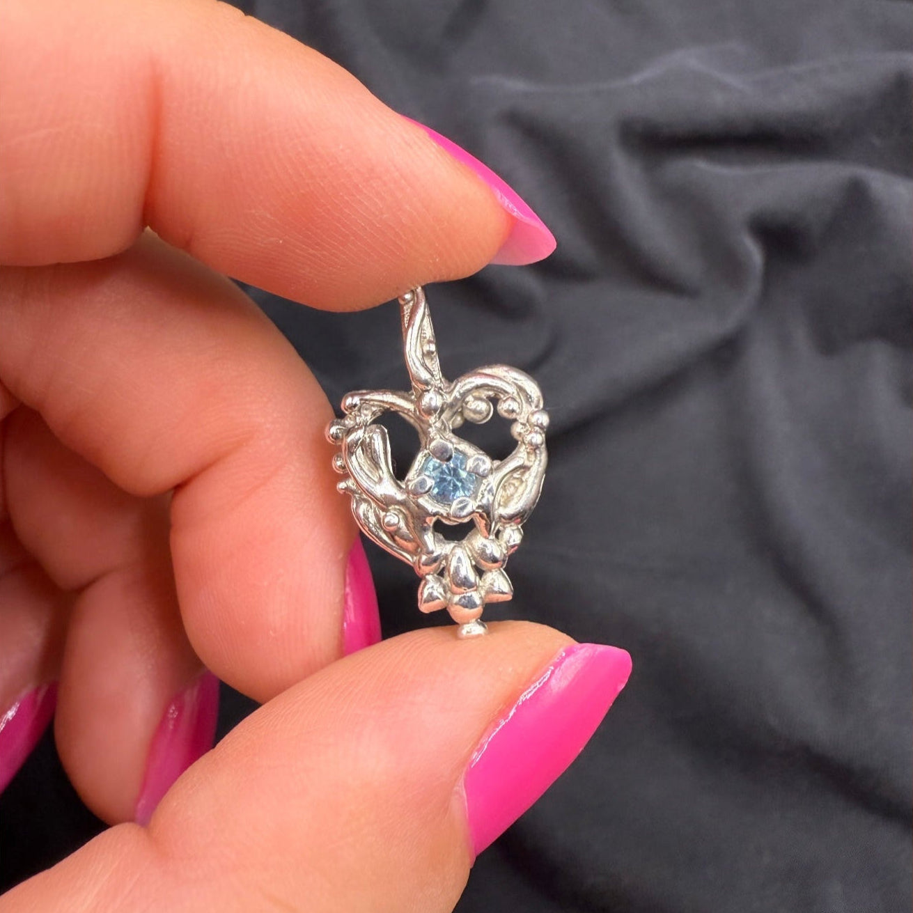 Blue Topaz Sweetheart Charm (Sterling Silver)