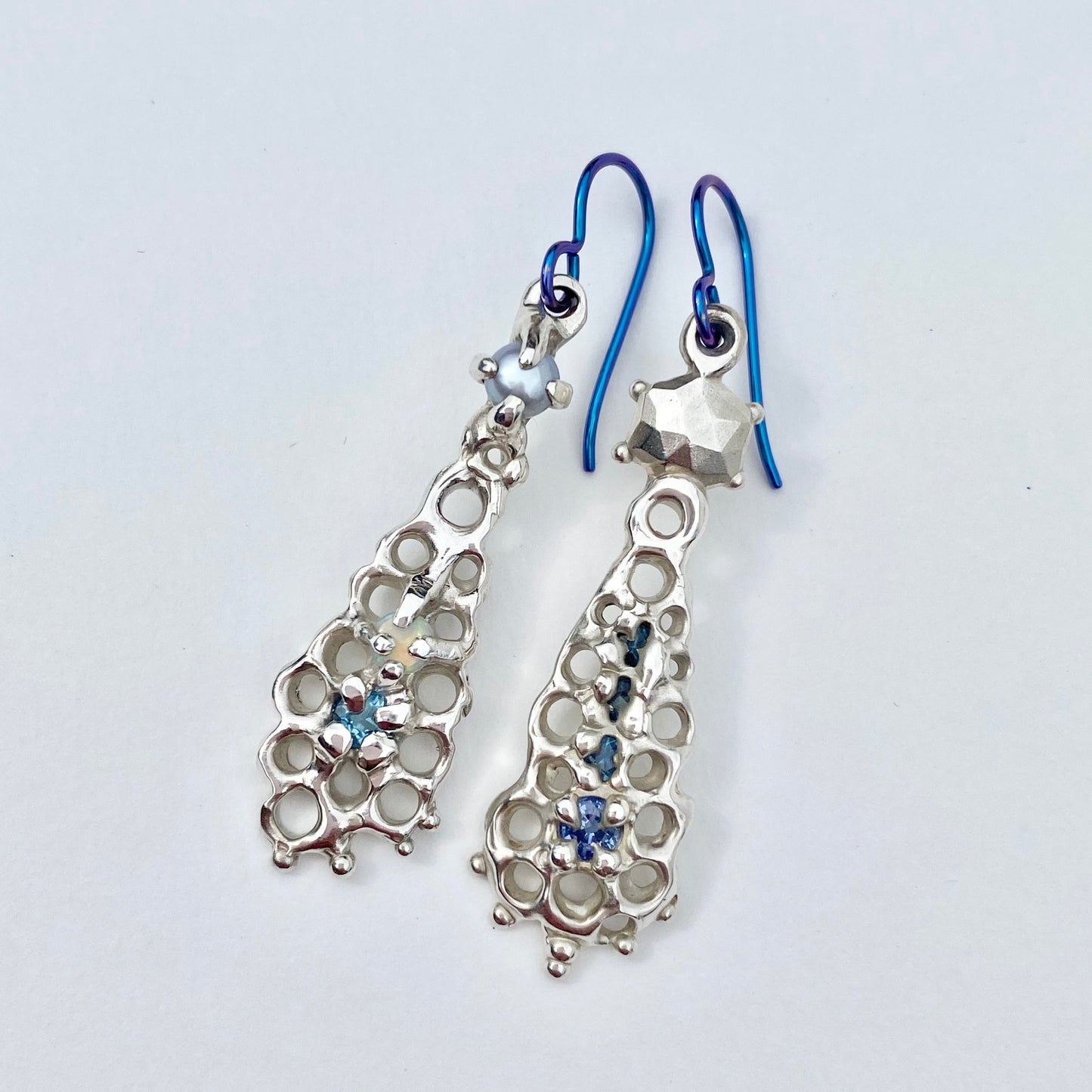 Extra Long Blue Earrings Madame Mak Jewellery